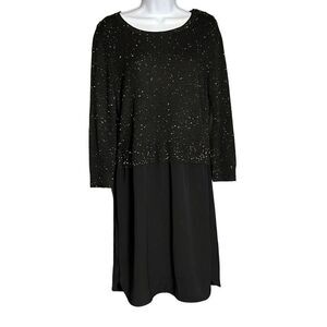 Ann Taylor LOFT 2-in-1 Sweater Dress Speckled Black Size S
